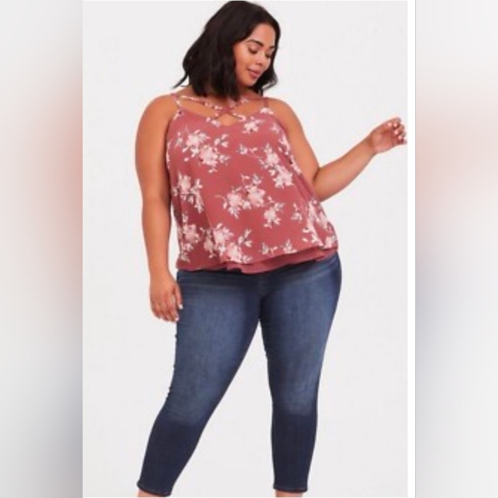 Torrid Size 4 (26) Rose colored front criss cross Sophie Swing Tank Top